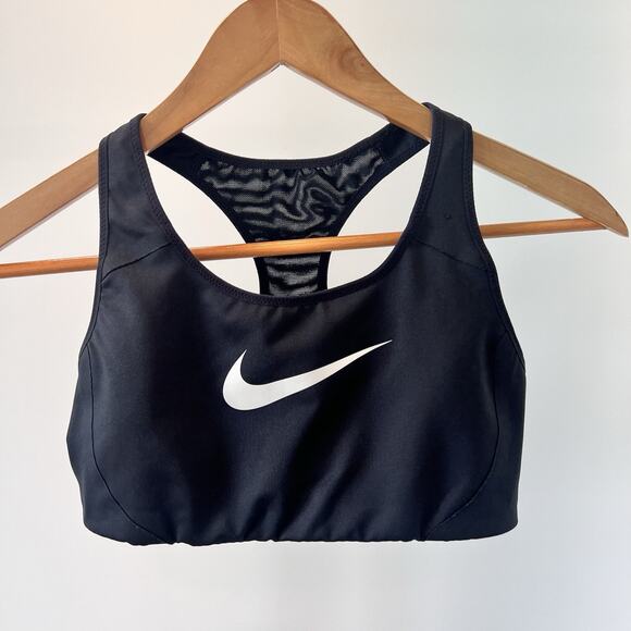 Womens Nike Swoosh Sports Bra Black Racerback Size‎ Medium - Picture 1 of 5